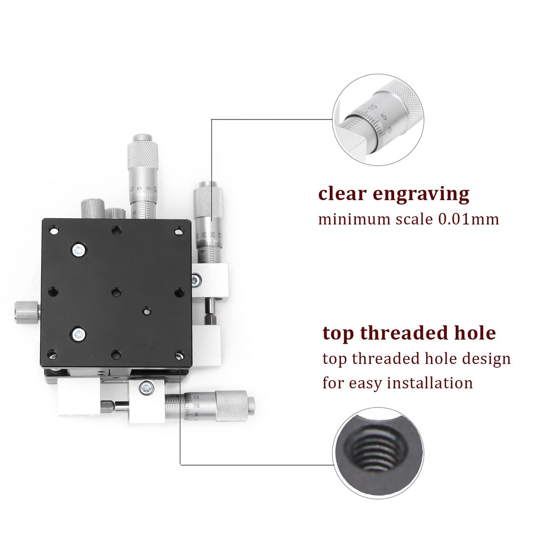 3-Axes Manual Linear Stage,60 x 60mm Trimming Tuning Sliding Table,Micrometer Linear Stage Trimming ,for Production Machinery,Testing Equipment,Optical