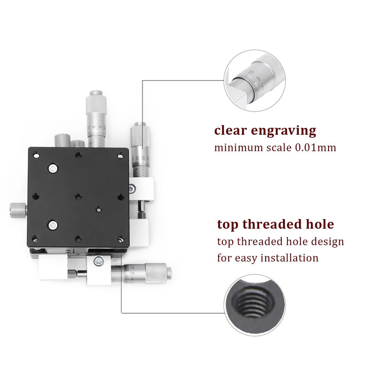 3-Axes Manual Linear Stage,60 x 60mm Trimming Tuning Sliding Table,Micrometer Linear Stage Trimming ,for Production Machinery,Testing Equipment,Optical