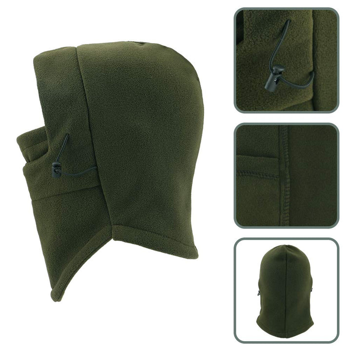 Kids Winter Hats Balaclava Ski Mask Windproof Warm Adjustable with Fleece Lining Hat for Boys Girls Army Green