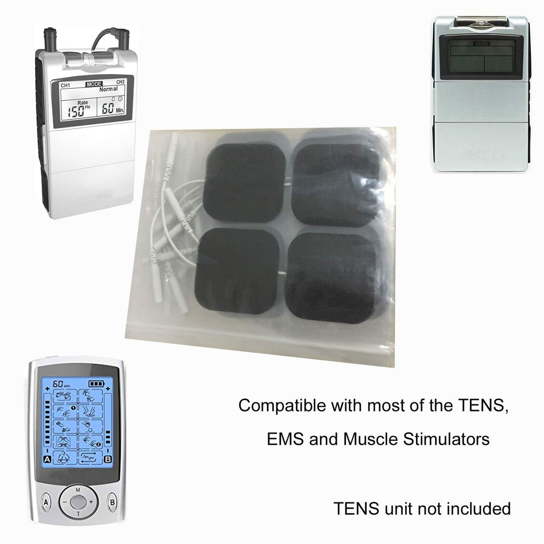 TENS Unit Pads 12 Pack Wired Self-Adhesive Electrodes Premium Replacement Pads for TENS Units - 2x2 Inches (2x2-12 Pack)
