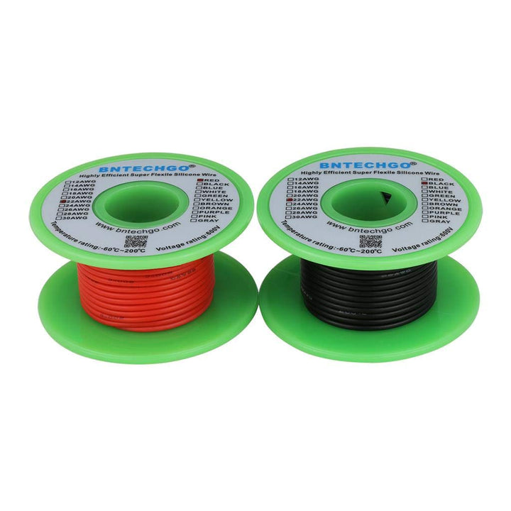 22 Gauge Silicone Wire Spool red 50ft and Black 50ft Flexible 22 AWG Stranded Tinned Copper Wire