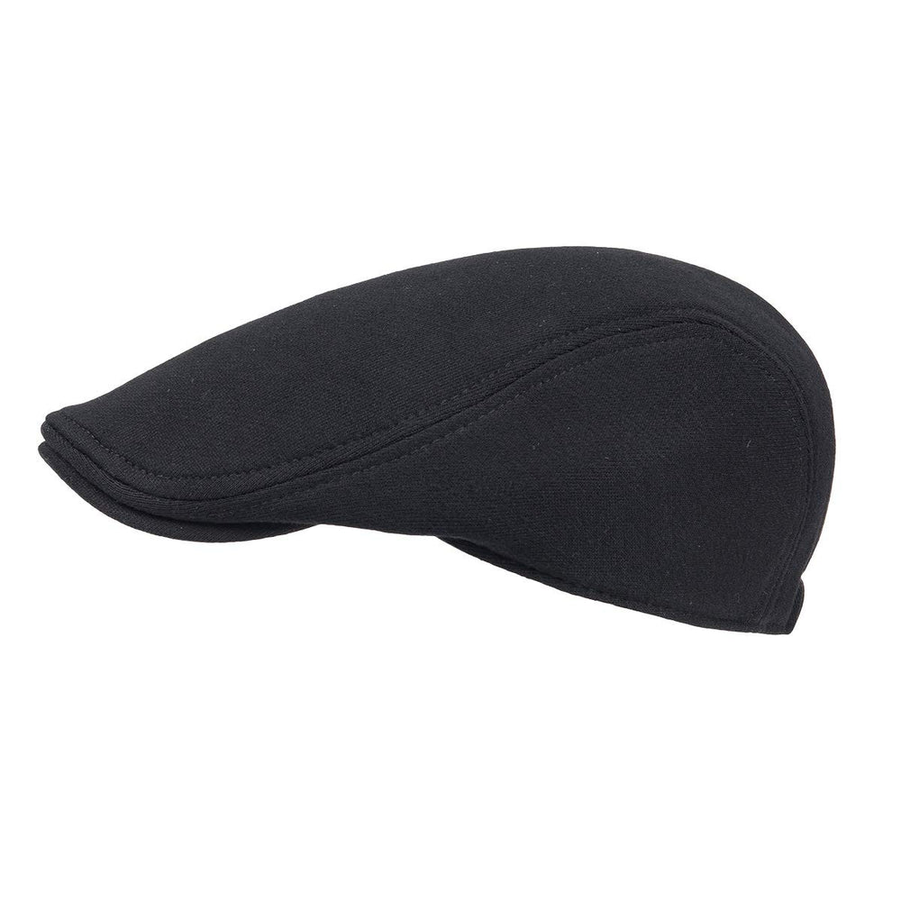 Men Cotton Newsboy Cap Soft Fit Cabbie Hat (Black)