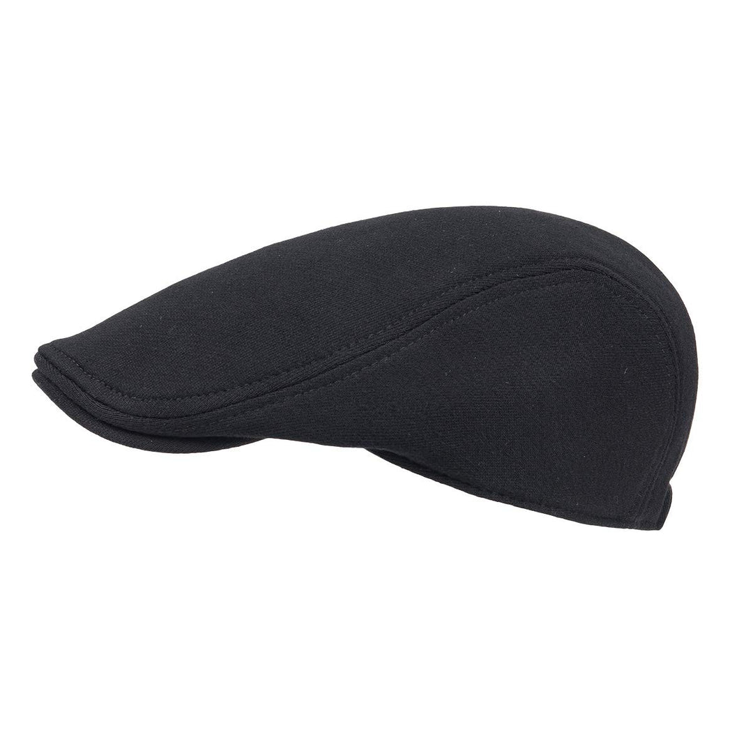 Men Cotton Newsboy Cap Soft Fit Cabbie Hat (Black)