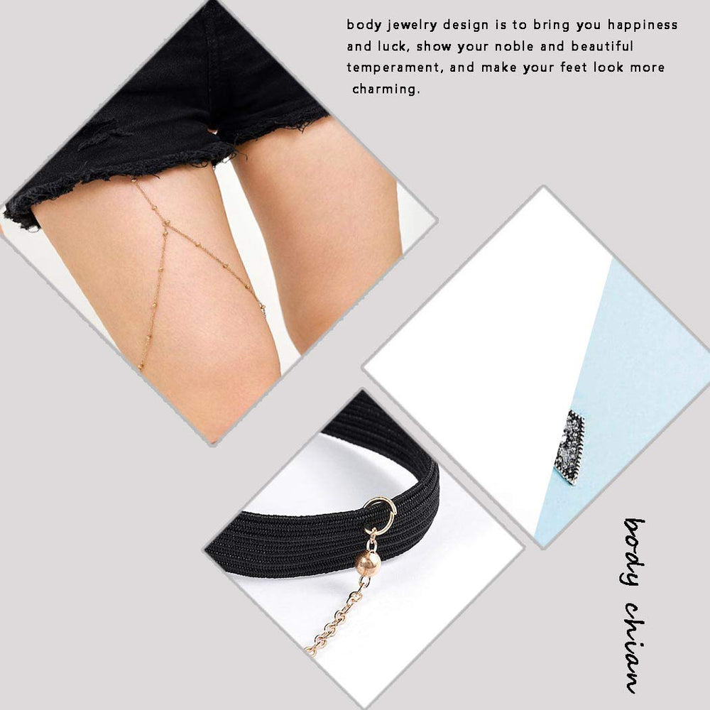 Thin Leg Body Chains Silver Thigh Chain Beach Body Jewelry Nightclub for Women and Girls (Silver)