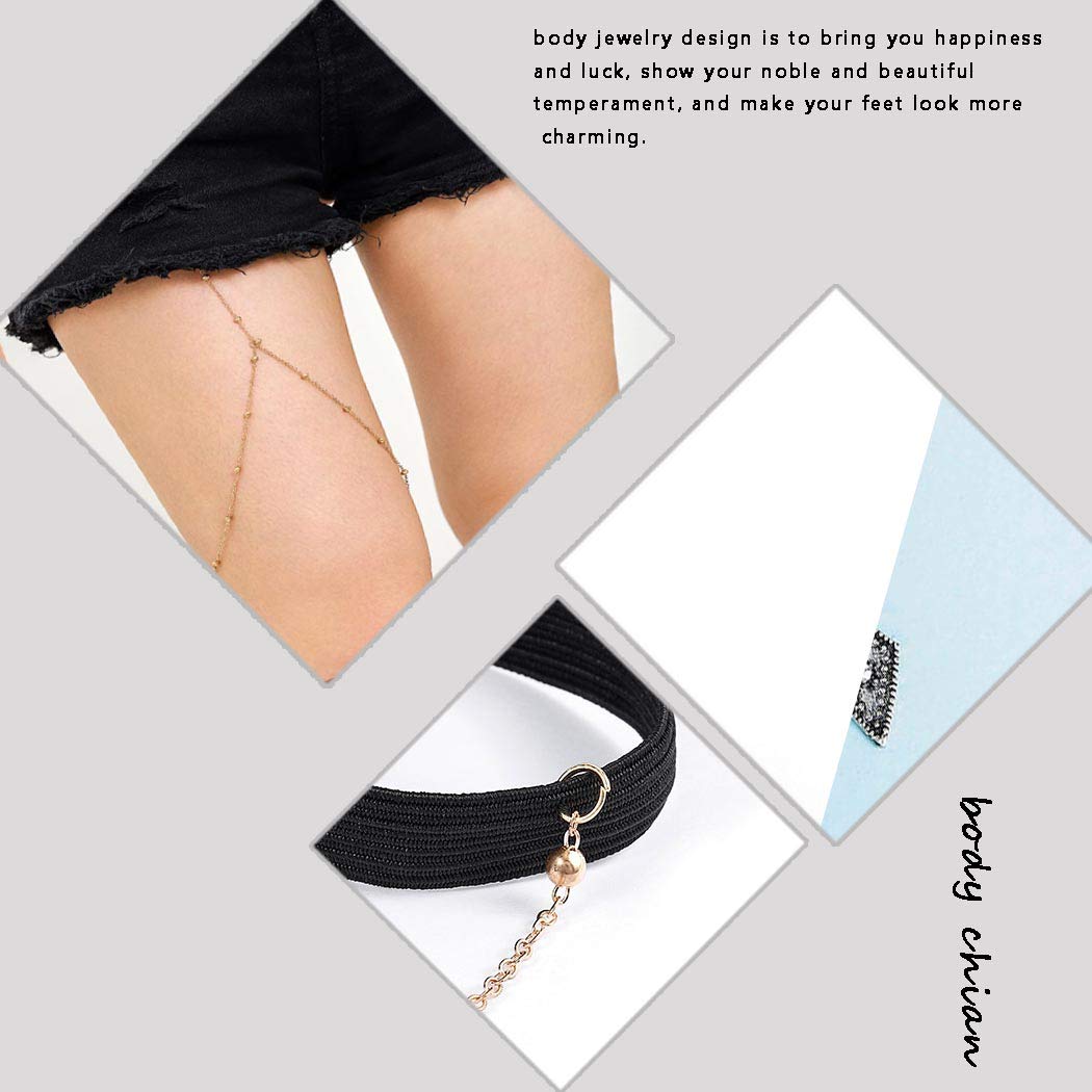Thin Leg Body Chains Silver Thigh Chain Beach Body Jewelry Nightclub for Women and Girls (Silver)