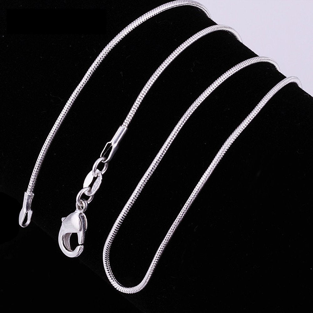 10pcs 24 Inch Silver Plated with 925 Stamp 1.2mm DIY Snake Chain Charms Link Necklace With Lobster Clasps for Jewelry Making (24)