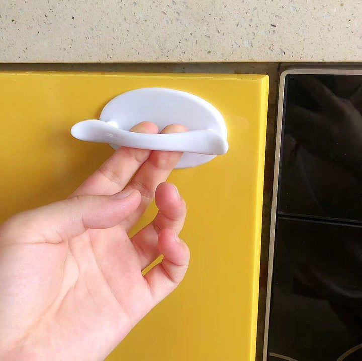4 pcs White Self-Adhesive Handles for Sliding Door, Peel and Stick Cabinet Handles Without Drill, Stick on Knobs for Bathroom Mirror Doors