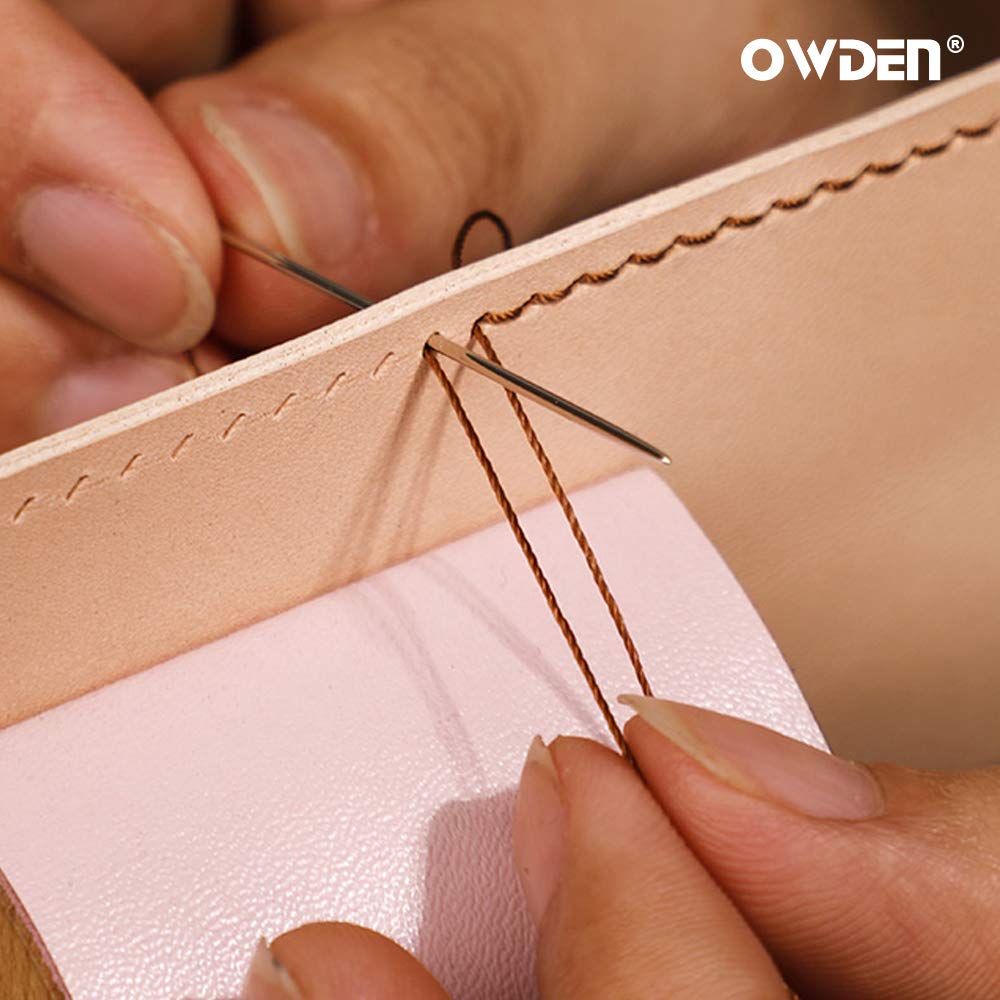 Owden 12Pcs Leather Hand Sewing Needles, Professional Small Eye Design for Leather Hand Stitching Needle. 2 Sizes and Each 6Pcs.