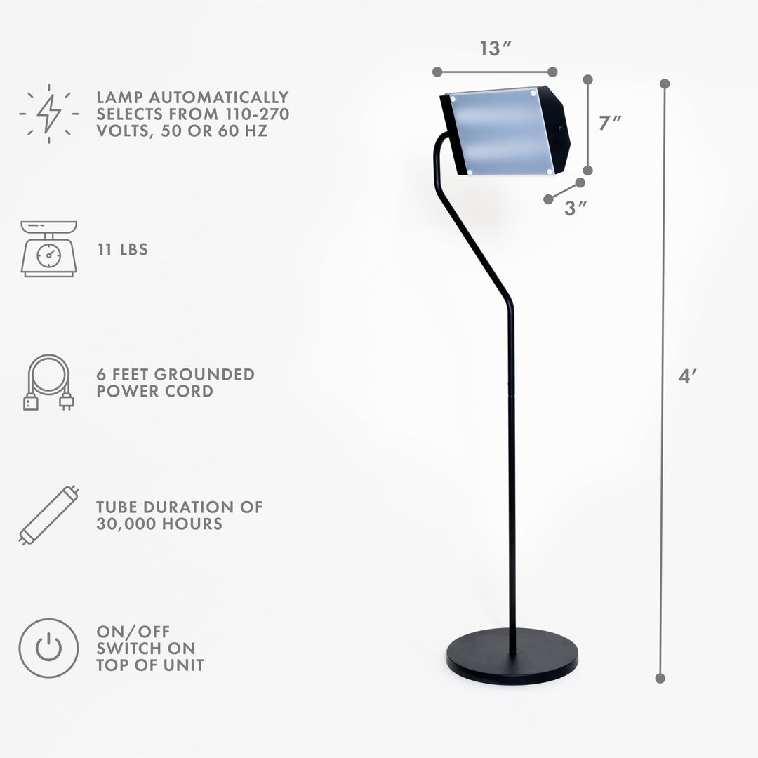 Northern Light Technology Flamingo 10,000 Lux Bright Light Therapy Floor Lamp, Black