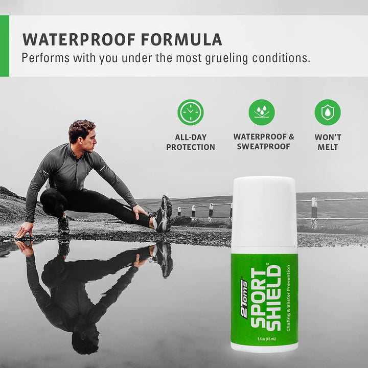 2Toms SportShield, Original Formula, All-Day Anti Chafe and Blister Prevention, Waterproof Protection from Chafing and Skin Irritation, Combo Pack, 1.5 Ounce Bottle & 6 Single Use Towelettes