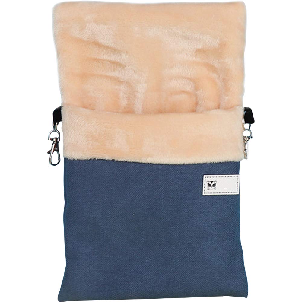 ® Small Pet Hanging Bed Sleep Pouch with Heated Warm Compartment Pet Hammocks Bed for Hamster Rat Sugar Glider Squirrel Ferret Warm Nest Bed Hideout Cave Pet Cage Accessories (Blue, M)