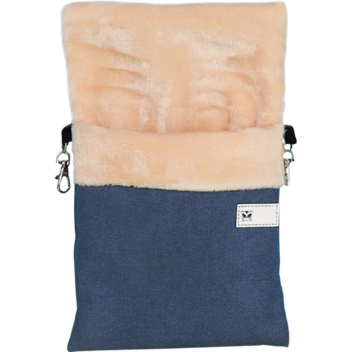 ® Small Pet Hanging Bed Sleep Pouch with Heated Warm Compartment Pet Hammocks Bed for Hamster Rat Sugar Glider Squirrel Ferret Warm Nest Bed Hideout Cave Pet Cage Accessories (Blue, M)