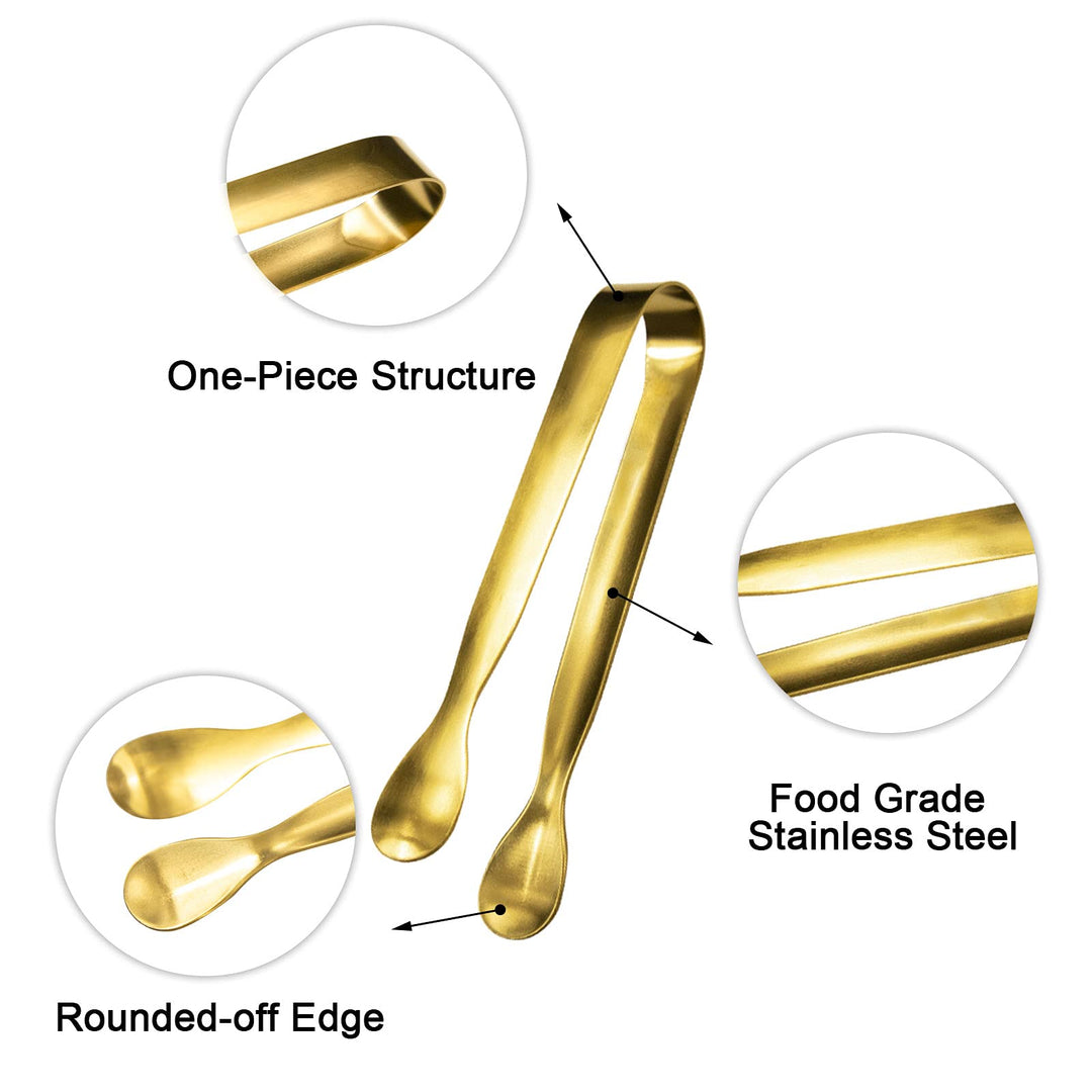 12 Pcs Serving Tongs, Small Serving Utensils for Parties Catering Gold Tongs, Food-Grade 304 Stainless Steel Mini Appetizer Tongs for Tea Party Coffee Bar, 4 Sugar Tongs - Gold
