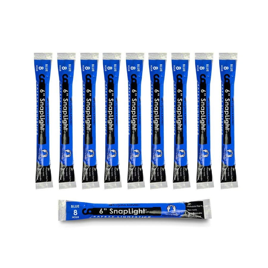 Glow Sticks Military Grade Lightstick - Premium Blue 6” SnapLight Emergency Chemical Light Stick with 8 Hour Duration (Bulk Pack of 10 Chem Lights)