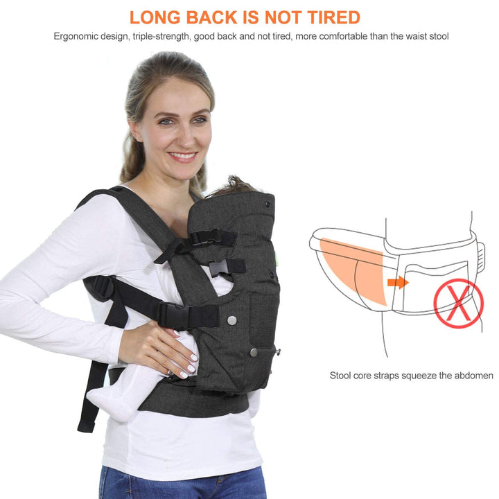 Baby Wrap Carrier - Adjustable Baby Carrier Newborn to Toddler 4-in-1 Convertible Carrier Baby Carriers for Newborn, Infant,Baby Wraps Carrier(Grey)