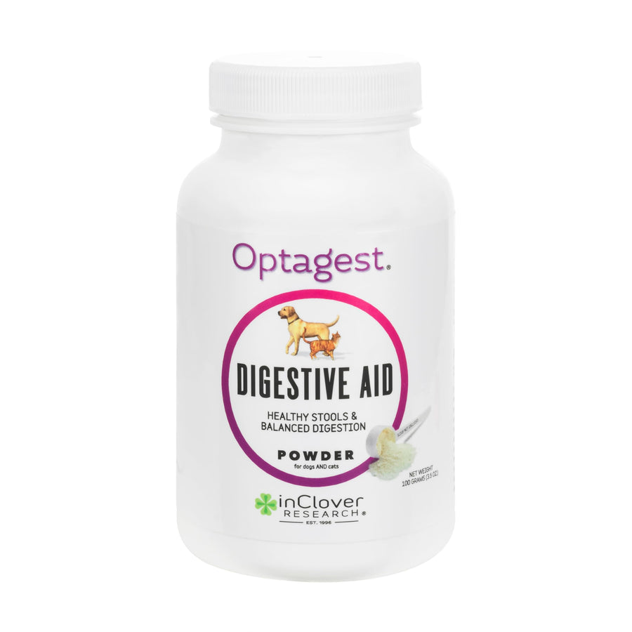 InClover Optagest Natural Digestive Aid, Organic Prebiotics & Enzymes Supplement Powder for Dogs and Cats - Promotes Healthy Stools, Less Gas, Optimal Nutrient Absorption, Intestinal Balance, 3.5oz