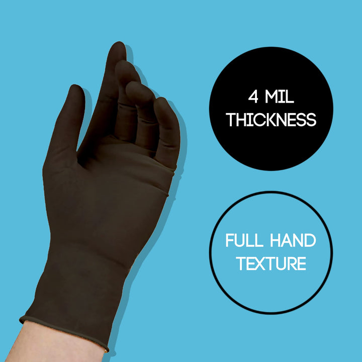 Black Nitrile Powder Free Examination Gloves, Disposable, 4 mil, Black (X-Large - Box of 100)