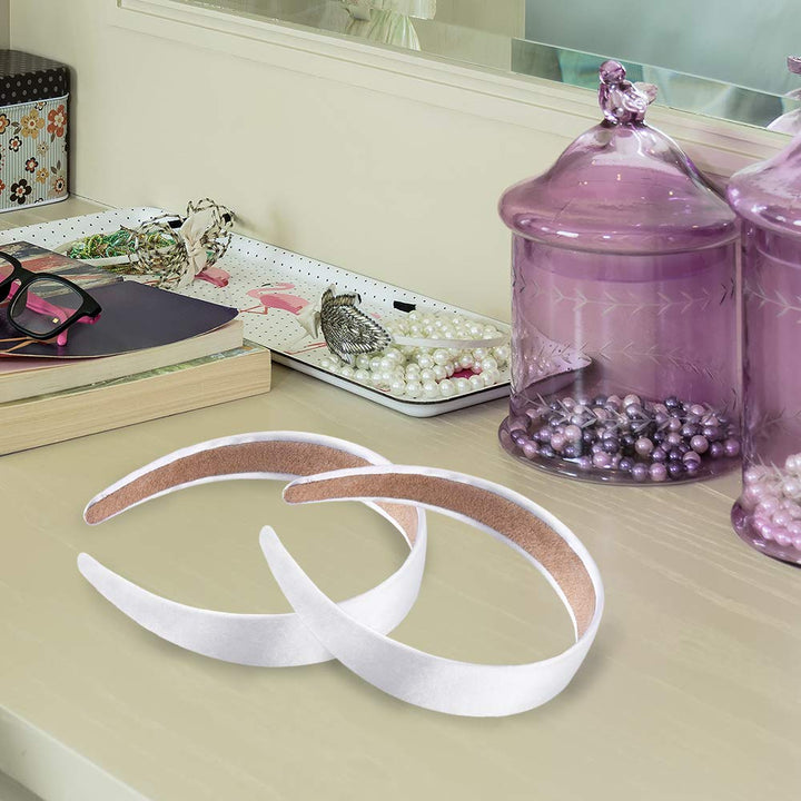 SIQUK 14 Pieces Satin Headbands White Ribbon Headband 1