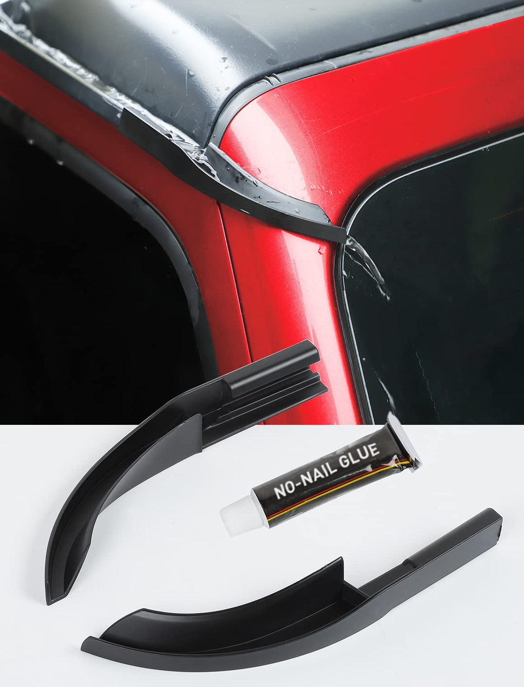 Upgraded Version Rain Gutter Extensions, Roof Hardtop ABS Rain Groove Diverter, Rainwater Deflector Compatible with 2018-2024 Jeep Wrangler JL 4xe &amp; Gladiator JT, Exterior Accessories, Black
