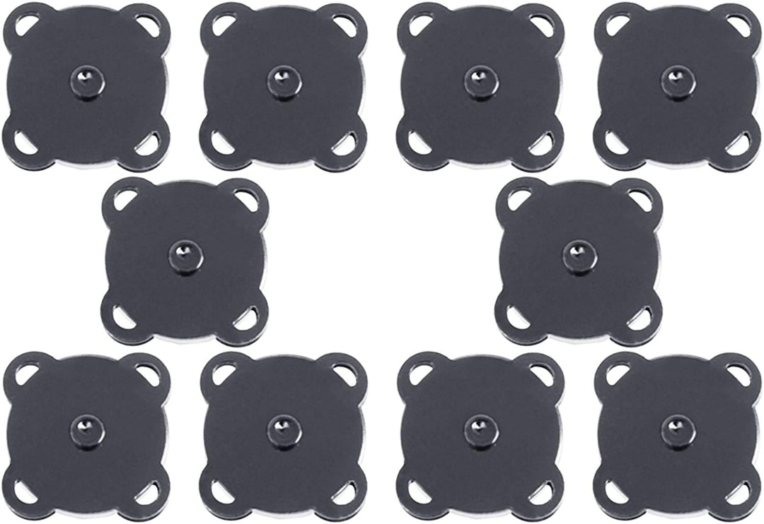 BCP 10 Sets 18mm Sew in Magnetic Bag Clasps Plum Blossom Bag Button, Snaps, Clasps, Great for Sewing Craft Clothing Bag (Smoke Black)
