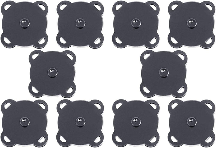 BCP 10 Sets 18mm Sew in Magnetic Bag Clasps Plum Blossom Bag Button, Snaps, Clasps, Great for Sewing Craft Clothing Bag (Smoke Black)