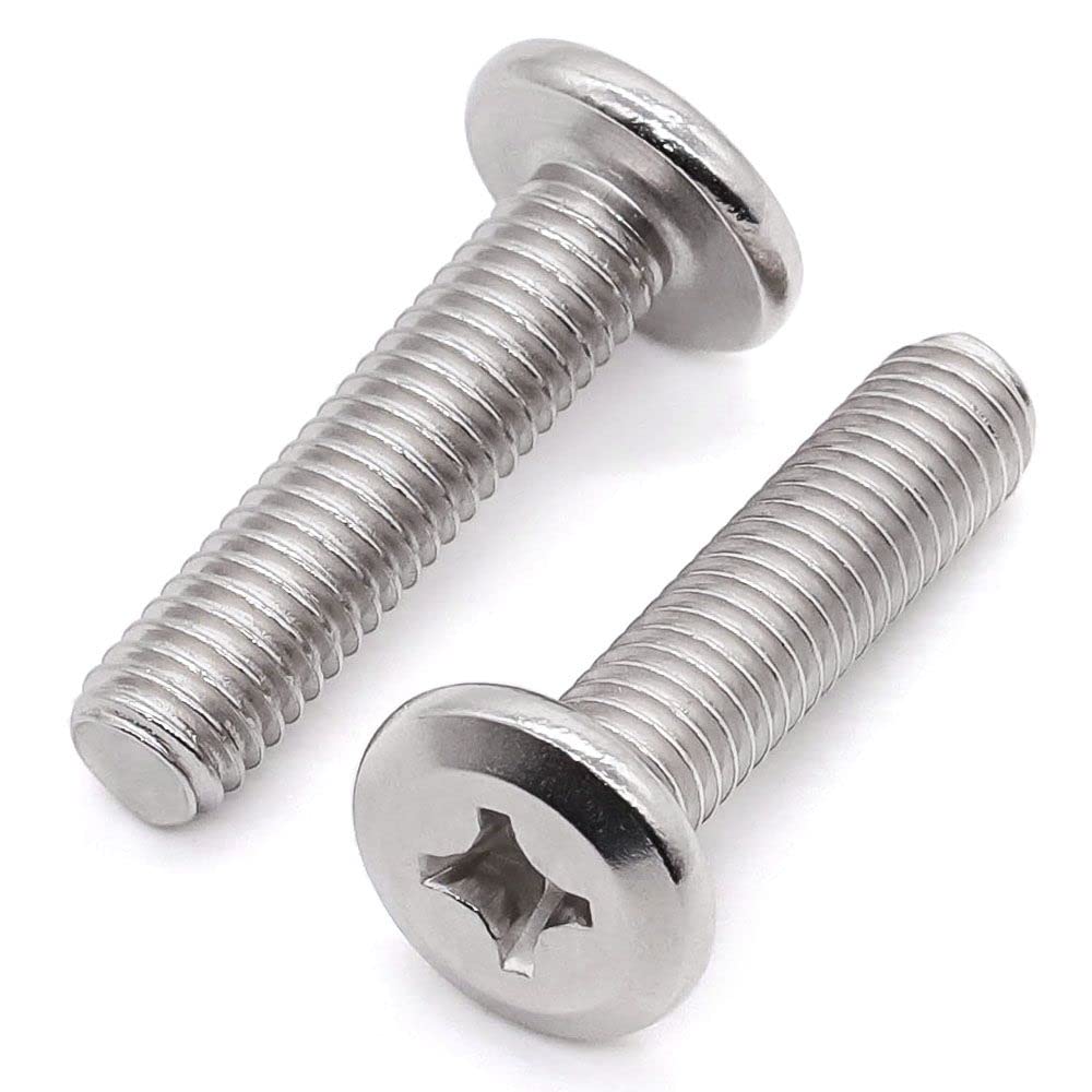 Glvaner (100 pcs) M4-0.7 x 10mm Binding Screws, Flat Round Head Phillips Drive Machine Screw 304 Stainless Steel 18-8 Full Thread, Furniture Screw Connection Bolt Screw