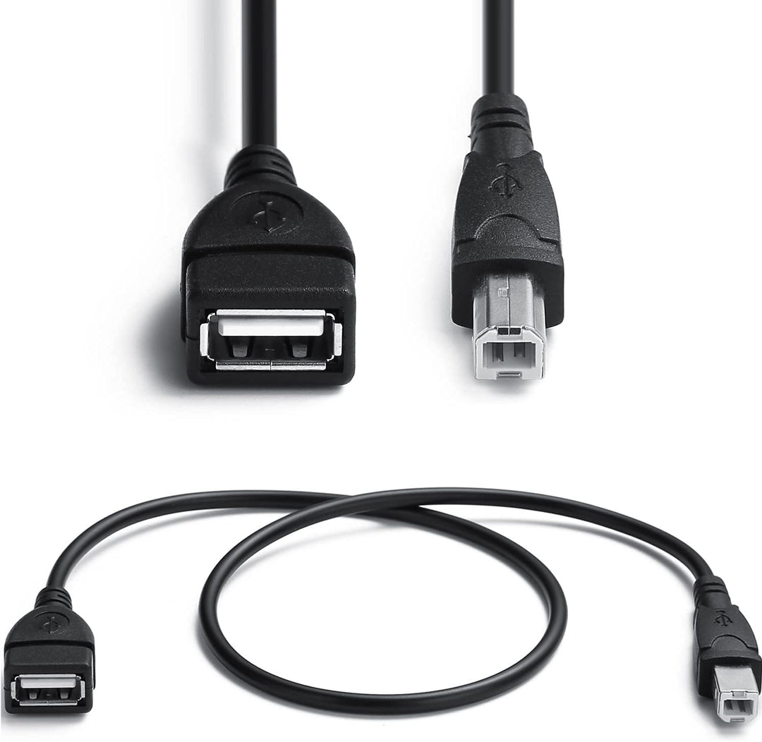 2 Pack USB 2.0 Cables A Female to USB B Male Cable for Printer Cables Length is 20 inches A/F to B/M Type-A F to B M Cable Extender Connection Cable