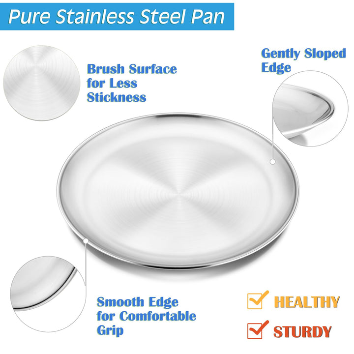 P&amp;P CHEF 10-Inch Pizza Pan, Stainless Steel Pizza Crisper Tray, Round Oven Baking Pan for Pizza Pie Flat Bread, Healthy &amp; Sturdy, Oven &amp; Dishwasher Safe