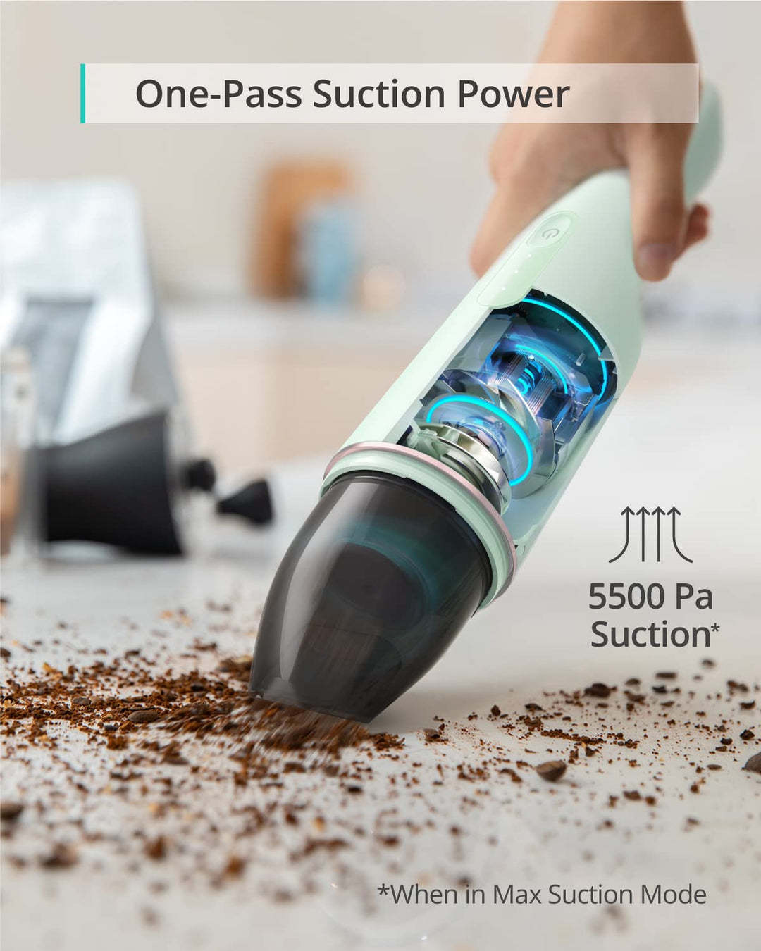 by Anker, HomeVac H11,Cordless Handheld Vacuum Cleaner,Ultra-Lightweight 1.2lbs,5500Pa Suction Power,USB Charging, for Home Cleaning