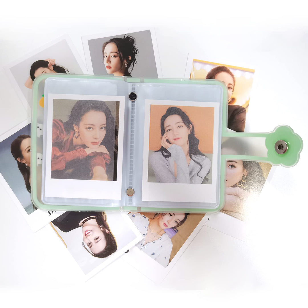 Kpop Photocard Holder Book Jelly Glue Mini Photo Album Kpop Photocard Binder Portable Photo Card Sleeves 20 Pockets (Green)
