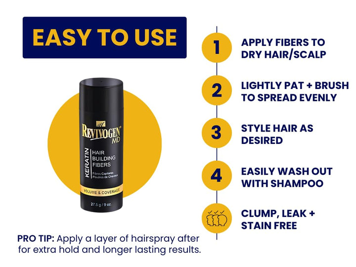 MD Keratin Hair Building Fibers, Black, Unscented, 0.9 oz.