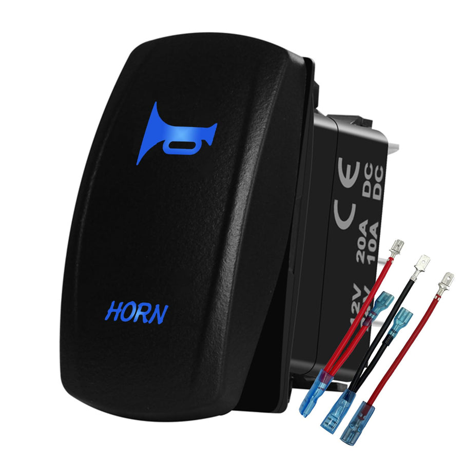 Blue Led Horn Button Momentary Rocker Switch 5Pin Mom (ON)-Off Mom Toggle Switch for Automotive Truck RV UTV RZR Can-Am SXS 12V 24V