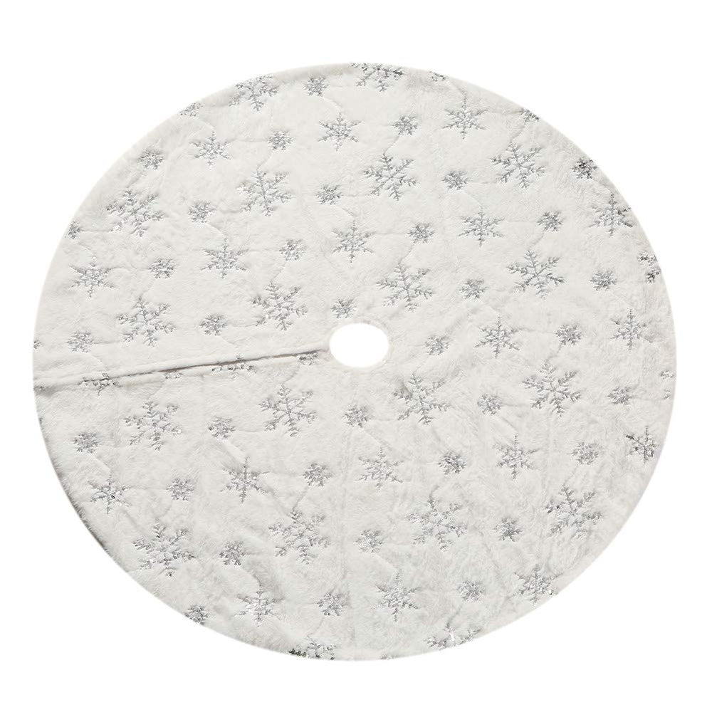 Christmas Sequin Tree Skirt 36in,White Soft Thick with 