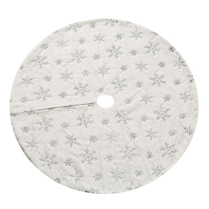 Christmas Sequin Tree Skirt 36in,White Soft Thick with 