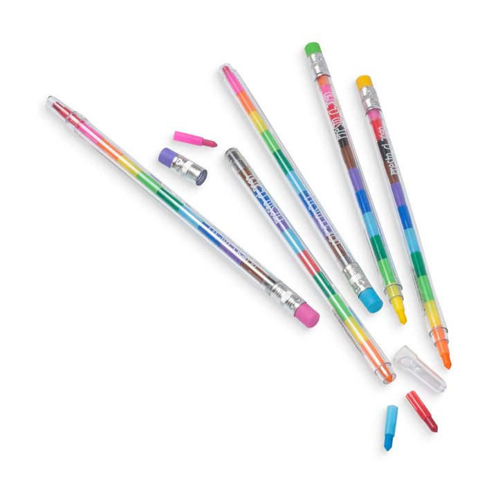 Presto Chango Pencil Crayon - 6 Piece Set - 12 Interchangeable Color Lead Crayons - Erasable