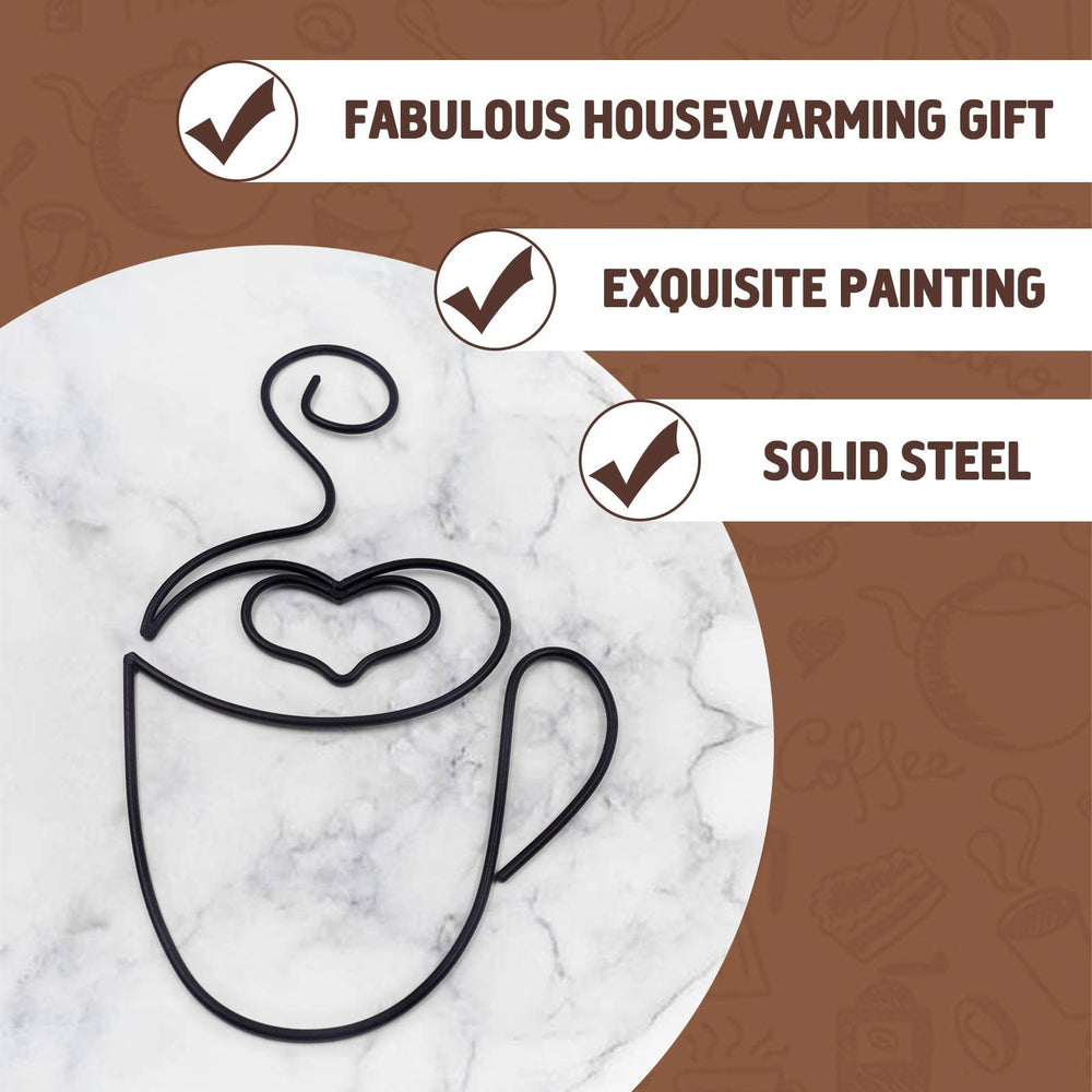 Coffee Metal Wall Art 3pcs Wire Coffee Sign Handmade Gift Wall Decorations for Kitchen Living Room Coffee Shop Lounge Dining Office Home Spring Decor