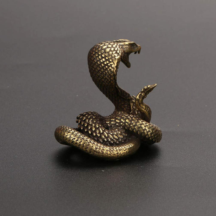 Brass Cobra Snake Statue, Chinese Zodiac Snake Figurine Cobra Sculpture Desktop Adornment Home Decor Collectible 1Pc
