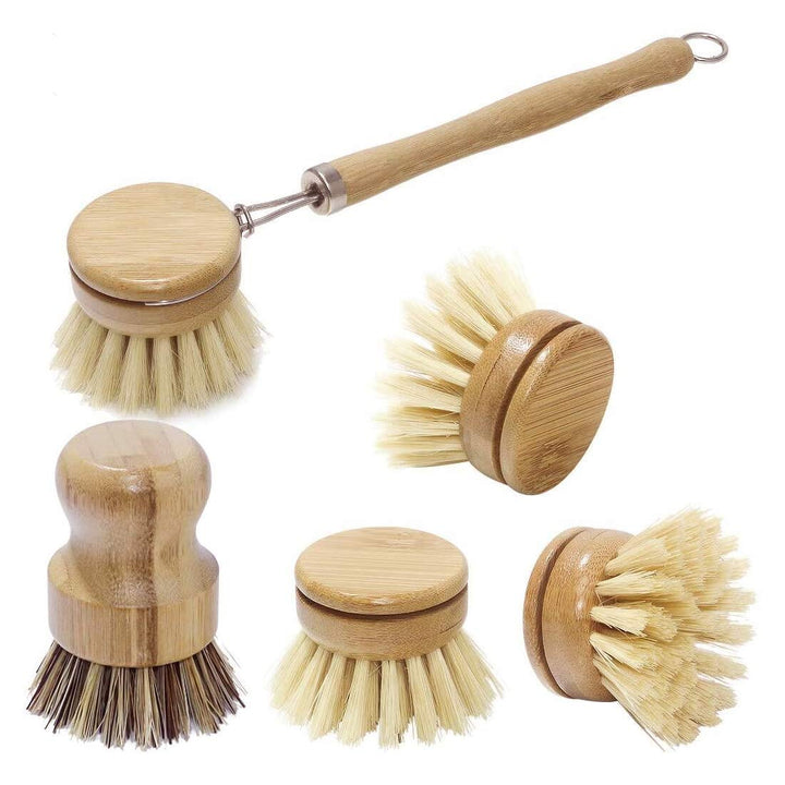 Bamboo Kitchen Cleaning Brush Dish Cleaning Brush Long Handle Pan Pot Brush Dish Bowl Washing Cleaning Brush (5)