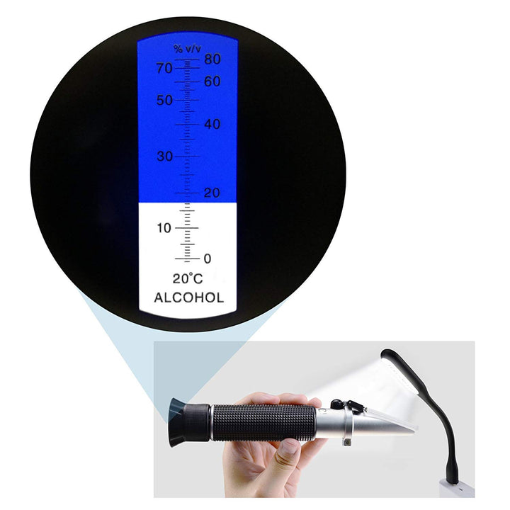 Spirit Alcohol Content Meter Measure/Wine Grape Check Refractometer/Liquor Homemade Brewing Level Check Tester/ 0 to 80% V/V Resolution with 1 Percentage Scale Hydrometer (refractometers-1)