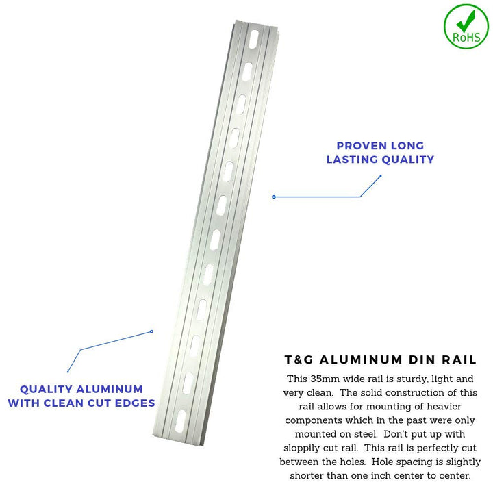 ICI T&amp;G 2 Pieces DIN Rail Slotted Aluminum RoHS 12 Inches Long 35mm Wide 7.5mm High