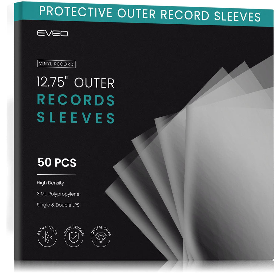 50 Record Sleeves - Premium Crystal Clear Protector for Vinyl Records Collections |12.75 x 12.75 Outer Sleeves Record Storage for Single & Double LP Album Covers - Thick Vinyl 3mil