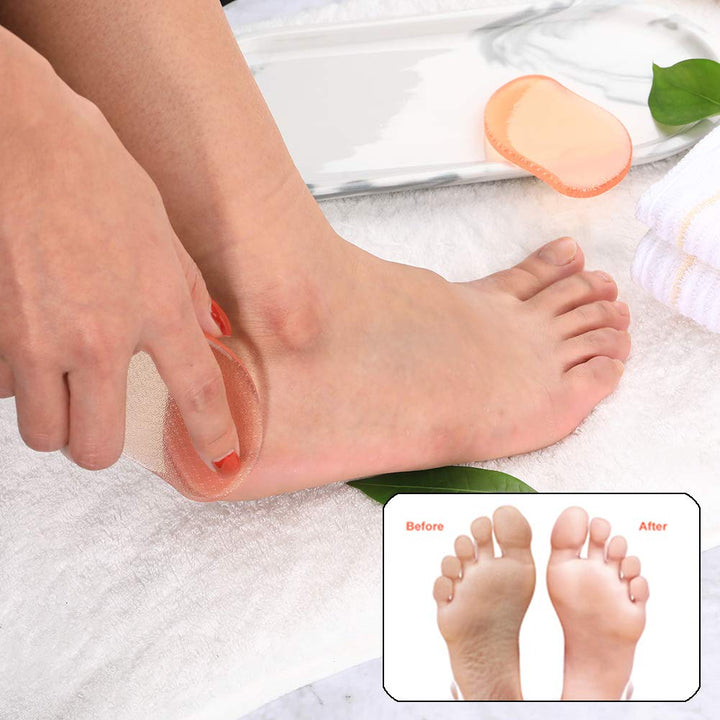 Glass Foot File Callus Remover, Crystal Pedicure Foot Rasp Callous Shaver, Portable Hand Sized Foot Scraper for Cracked Heel - Orange
