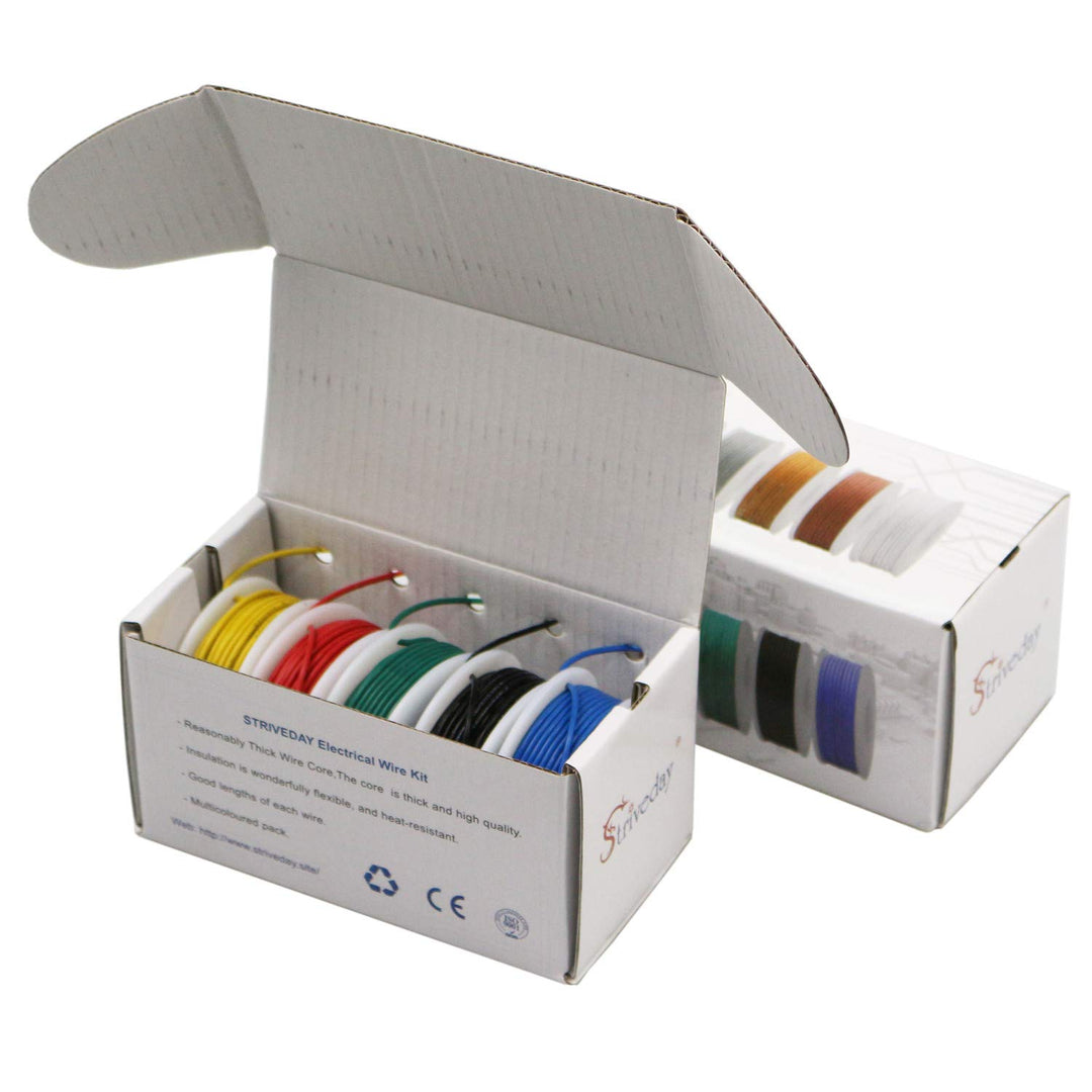 FEP Teflon High Temperature Wire of 24awg with Red Blue Green Yellow Black Colors in Box Each Color 10m Magnet Wire.