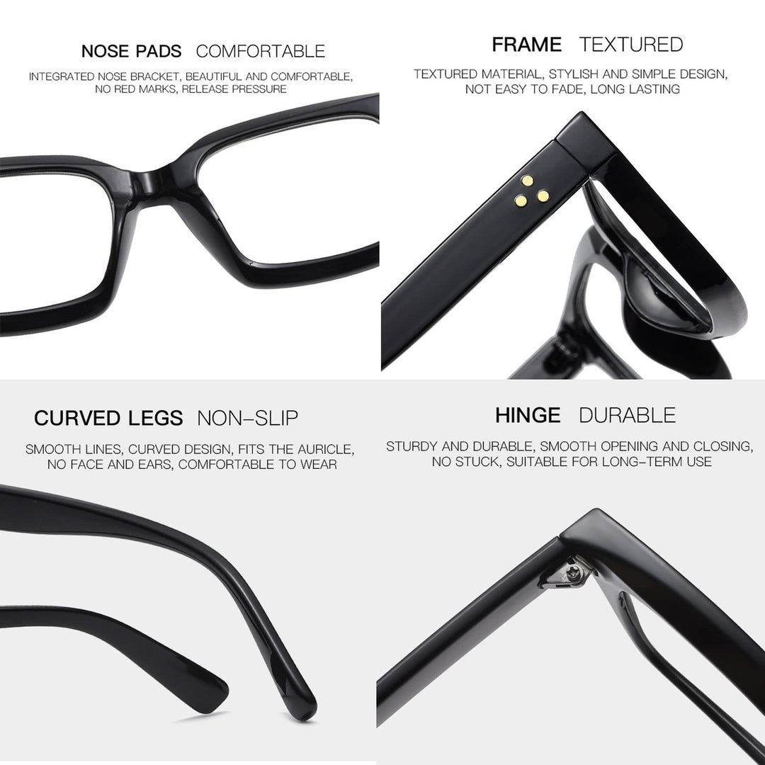 EYLRIM Classic Thick Square Frame Clear Lens Glasses fo