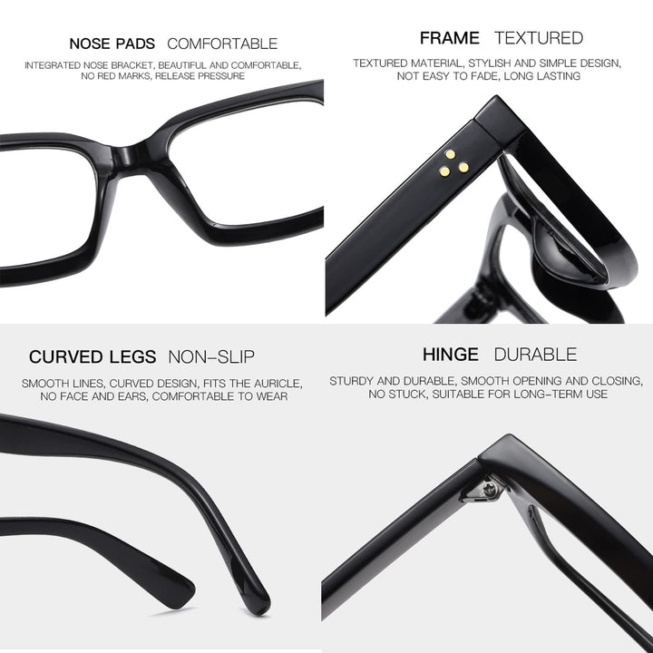 EYLRIM Classic Thick Square Frame Clear Lens Glasses fo