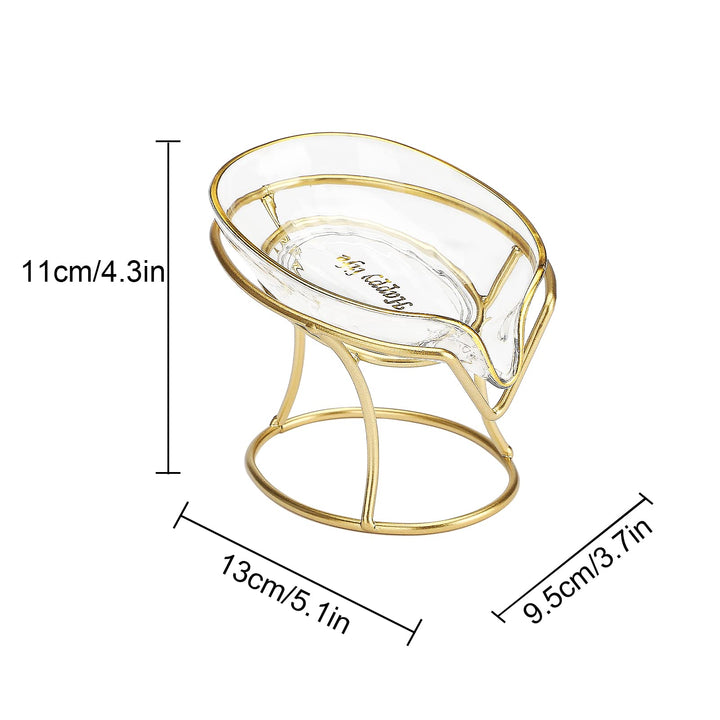 Bar Soap Holder Self Draining Soap Dish, Decorative Bathroom Soap Tray with Gold Iron Frame Creative Soap Box for Bathroom, Kitchen Sink Home Gift