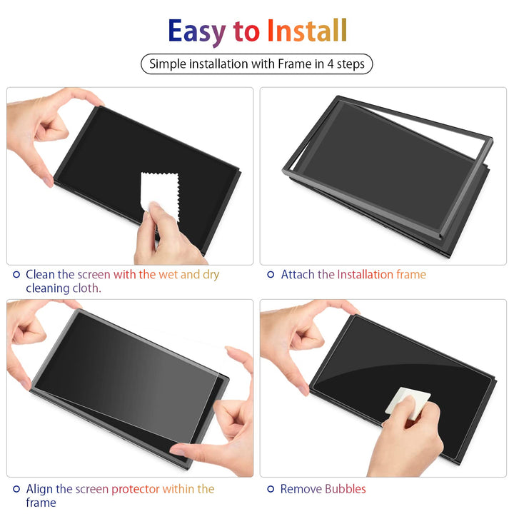 [4 Pack] Tempered Glass Screen Protector Compatible with Nintendo Switch OLED Model 2021 - with [Alignment Frame] Transparent HD Clear Screen Protector for Accessories &amp; Console