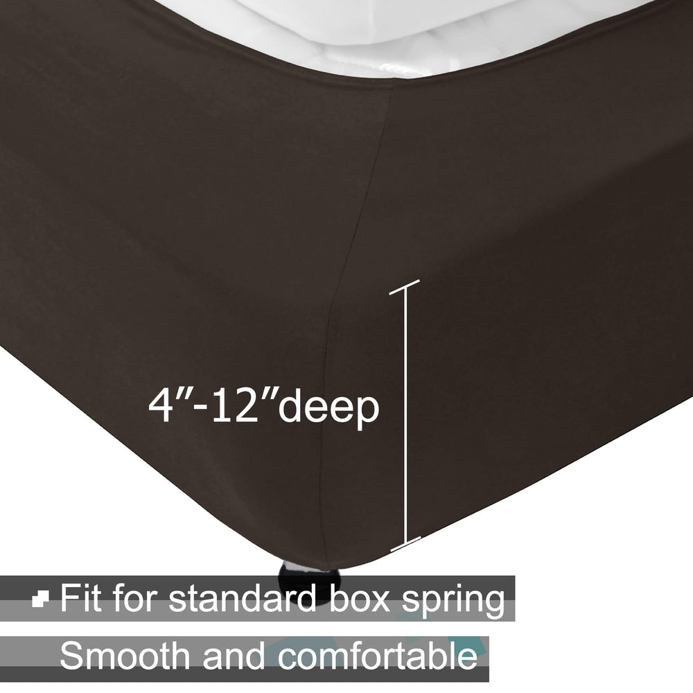 Box Spring Cover King Size - Jersey Knit & Stretchy Wrap Around 4 Sides Bed Skirt for Hotel & Home - King/Cal King, Brown