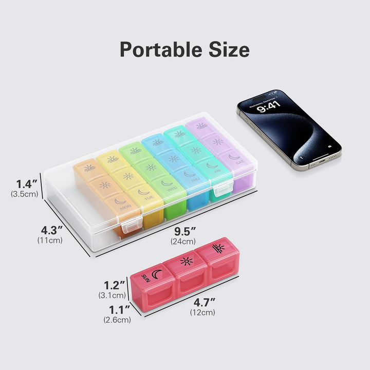 Weekly 7 Day Pill Organizer, Pill Box 3 Times a Day wit