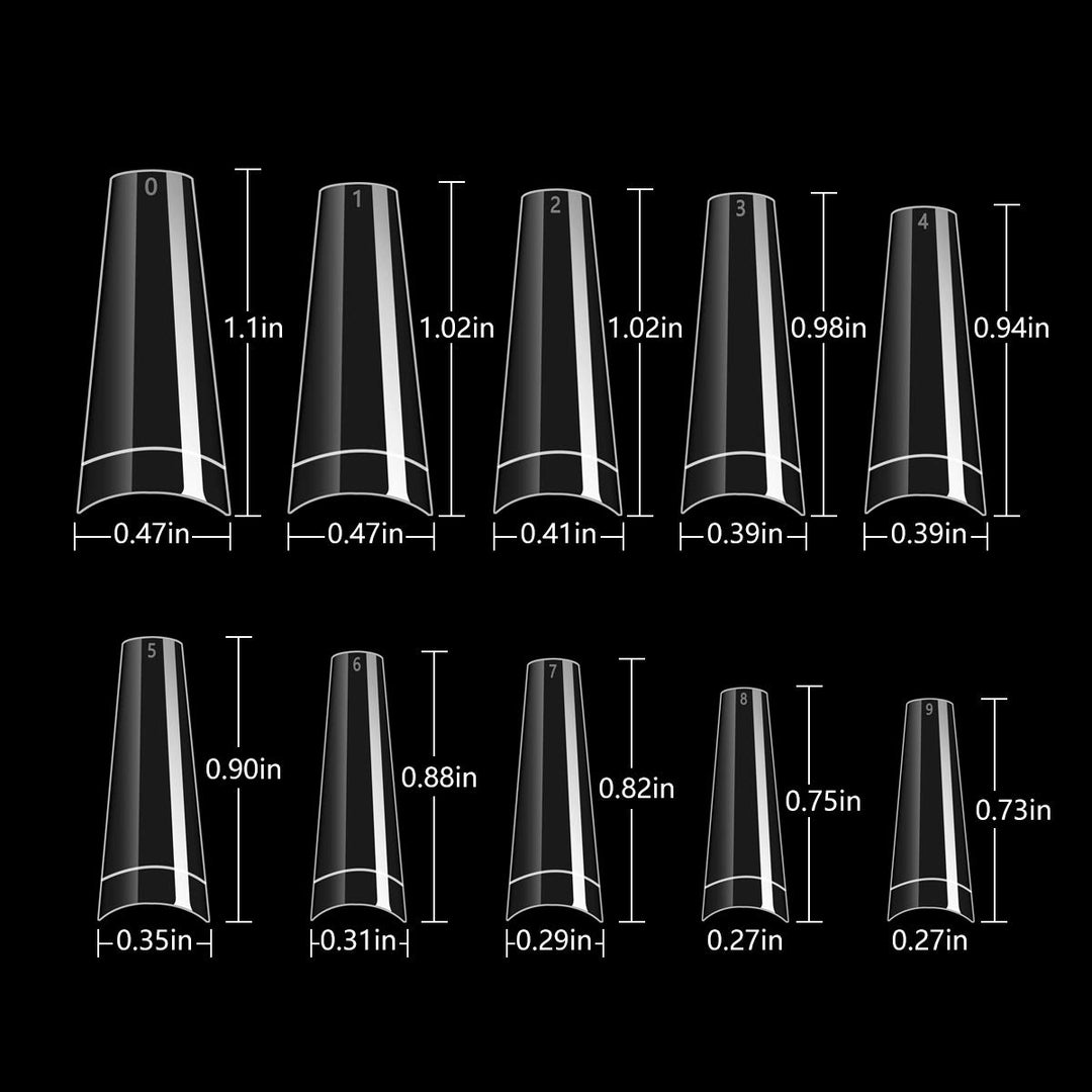 Acrylic Nail Tips French Nail Tips Clear Half Cover Acrylic False Nails 10 Sizes with Case Nail Salons and DIY Nail Art with Nail File, Clipper (1)